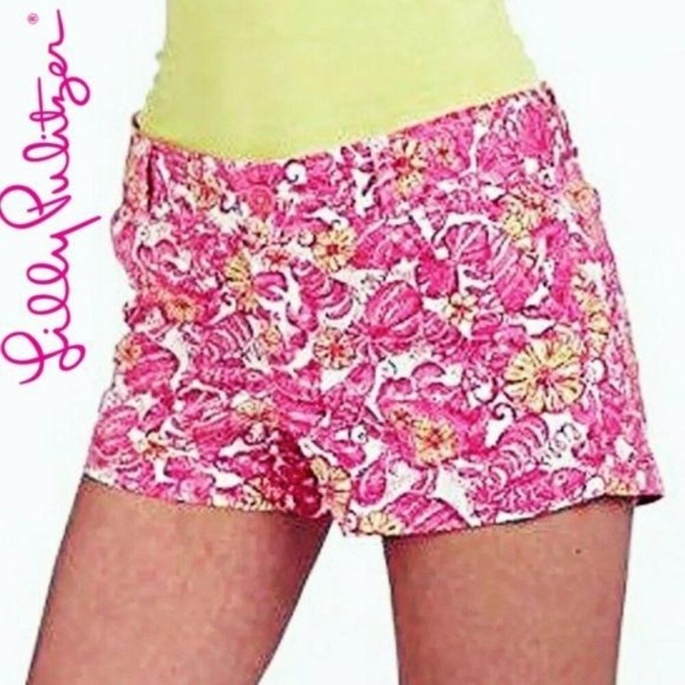 Lilly Pulitzer Women's chum bucket walsh shorts Floral Pink & Yellow Shorts sz 2